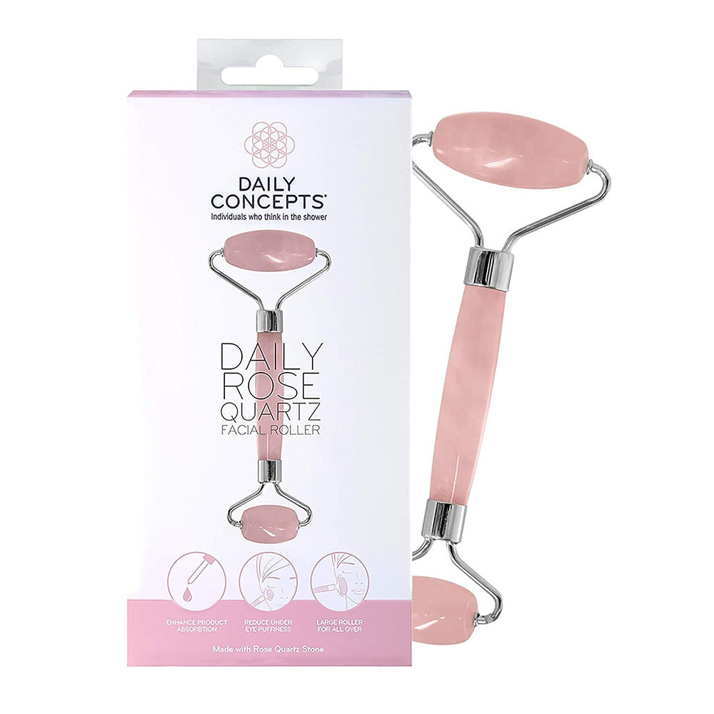 Daily Concepts Daily Facial Roller Two Stone Heads, Rose Quartz, 1 Ea